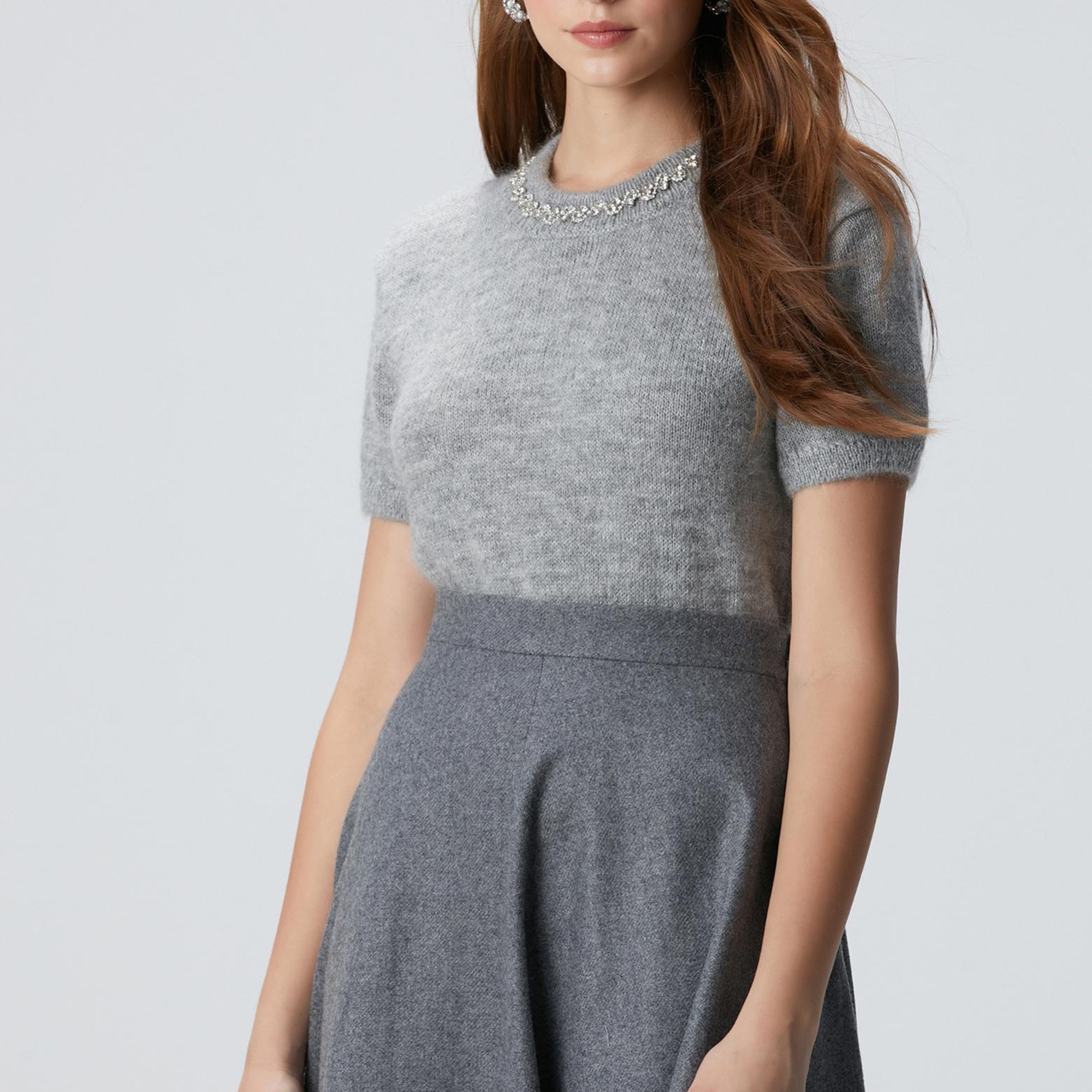 Network Kadın Gri Melanj Kazak