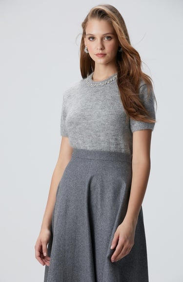  Network Kadın Gri Melanj Kazak