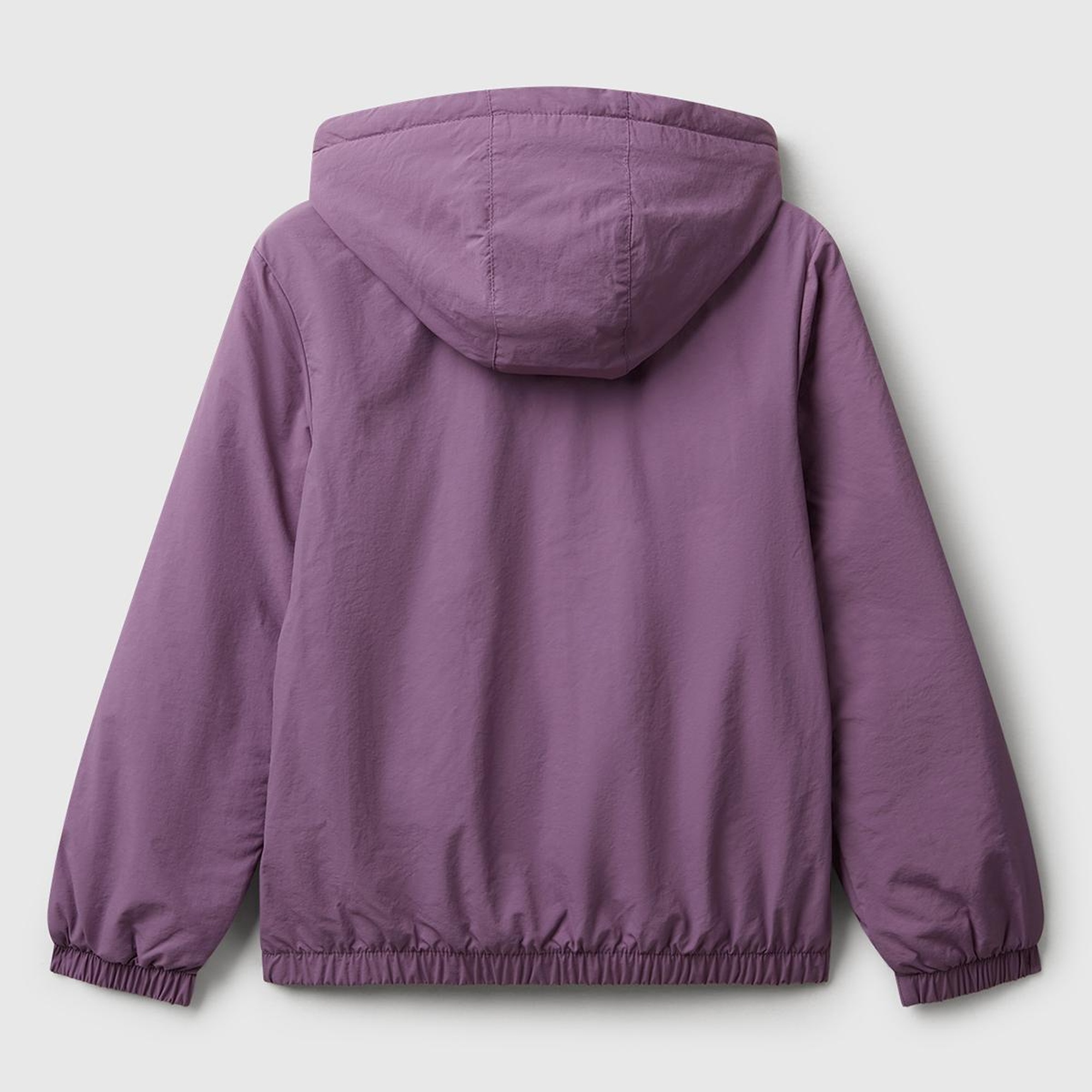 Kız Çocuk Mor Simli Logo Detaylı Cepli Kapüşonlu Jarse Yağmurluk