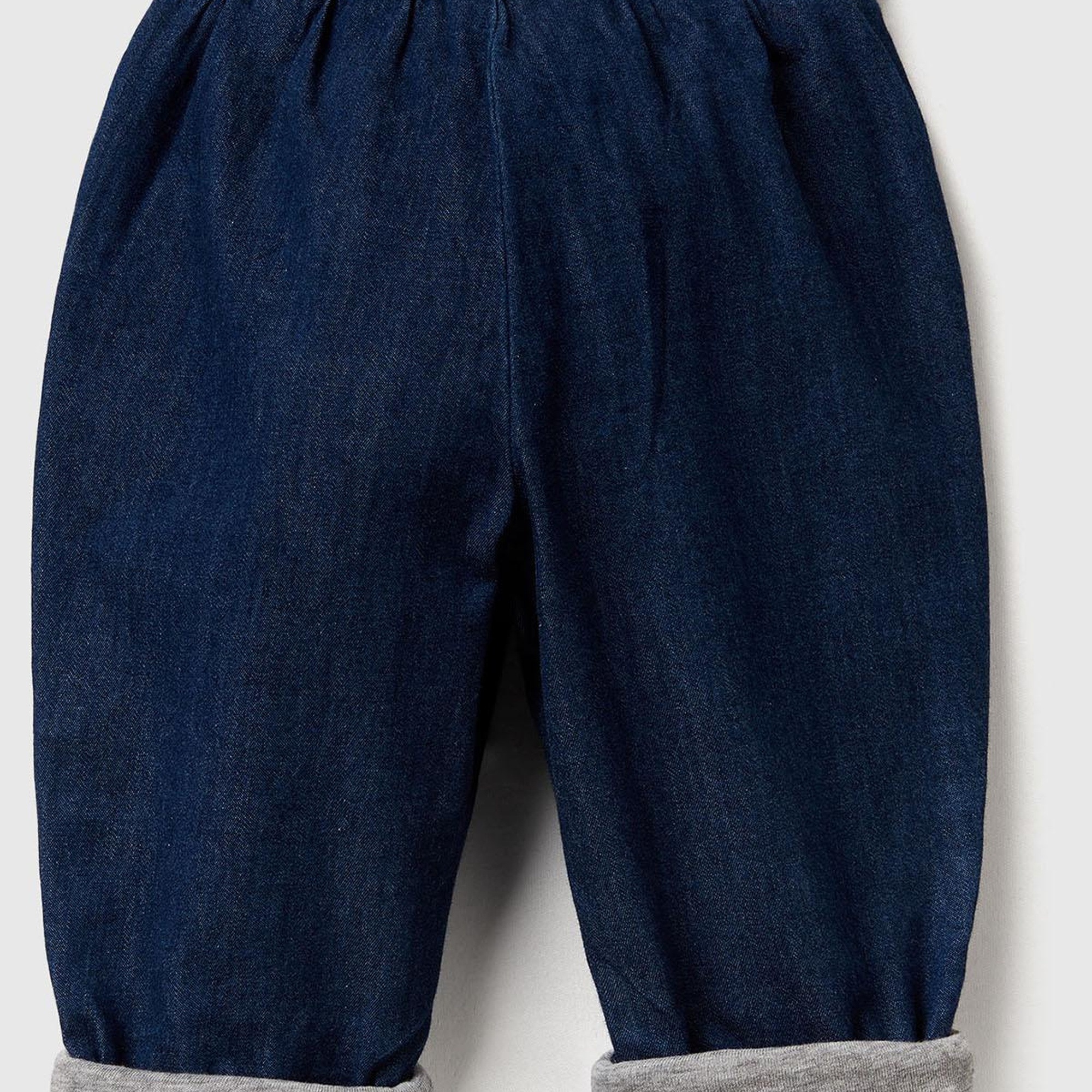 Bebek Lacivert Logo Etiketli Astarlı Beli Lastikli İpli Denim Pantolon