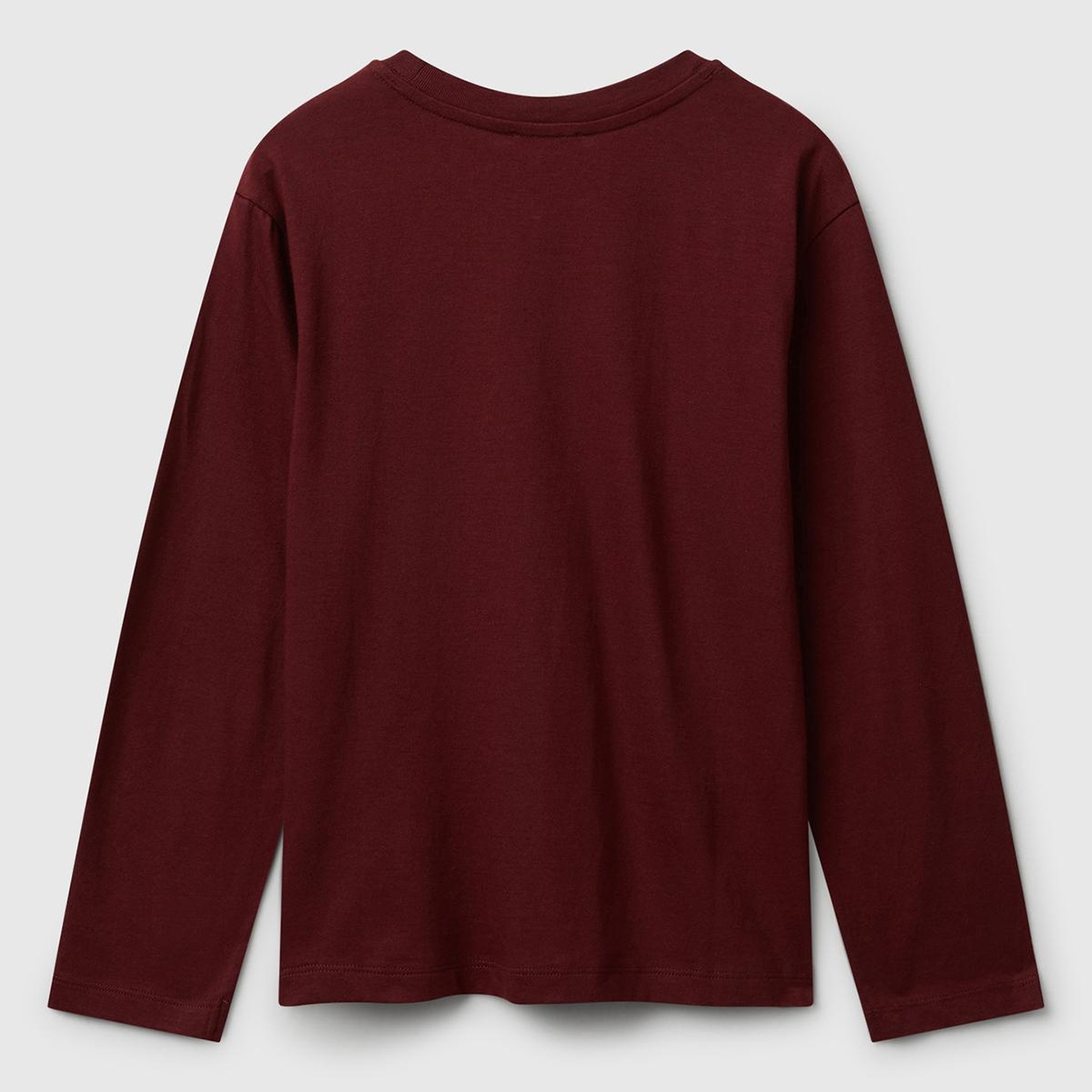 Erkek Çocuk Bordo Önü Logo Baskılı Bisiklet Yaka Jarse Uzun Kollu T-shirt