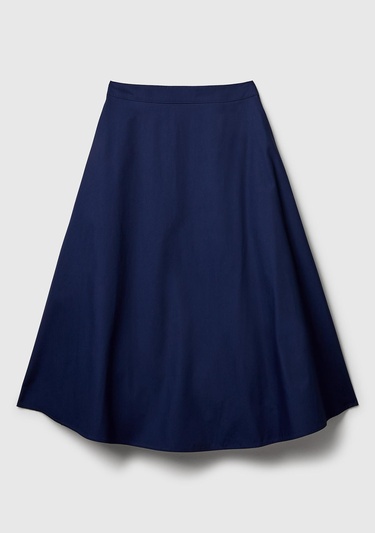  Kadın Lacivert Pamuk Karışımlı Pile Detaylı Midi Etek