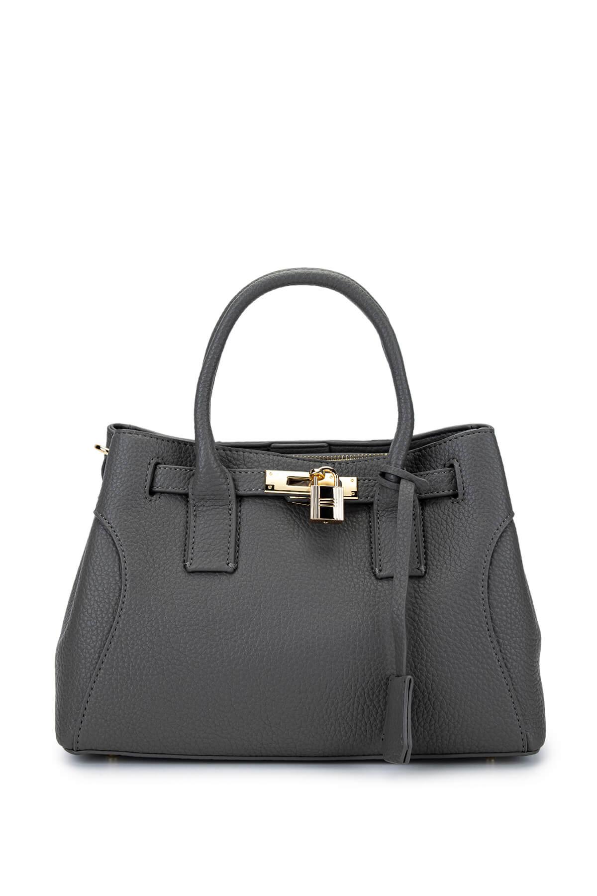  Tamer Tanca Kadın Suni Deri Gri Omuz Çanta