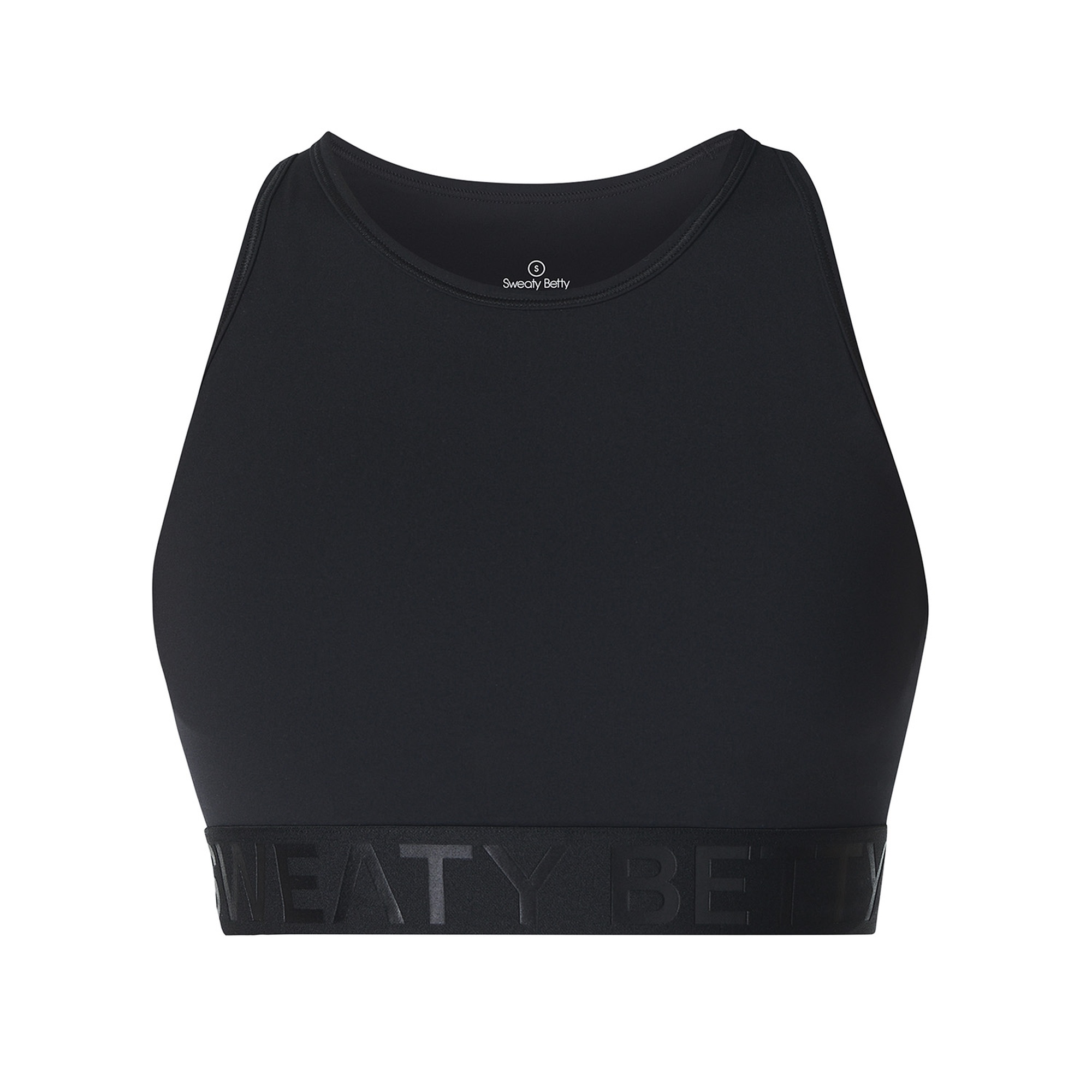 Sweaty Betty Power Logo Medium Impact Kadın Siyah Fitness Crop