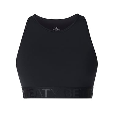  Sweaty Betty Power Logo Medium Impact Kadın Siyah Fitness Crop