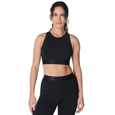  Sweaty Betty Power Logo Medium Impact Kadın Siyah Fitness Crop