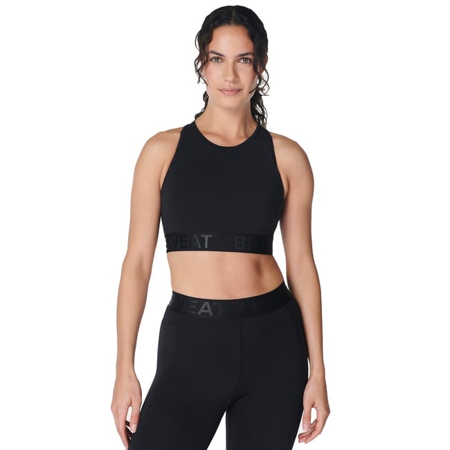  Sweaty Betty Power Logo Medium Impact Kadın Siyah Fitness Crop