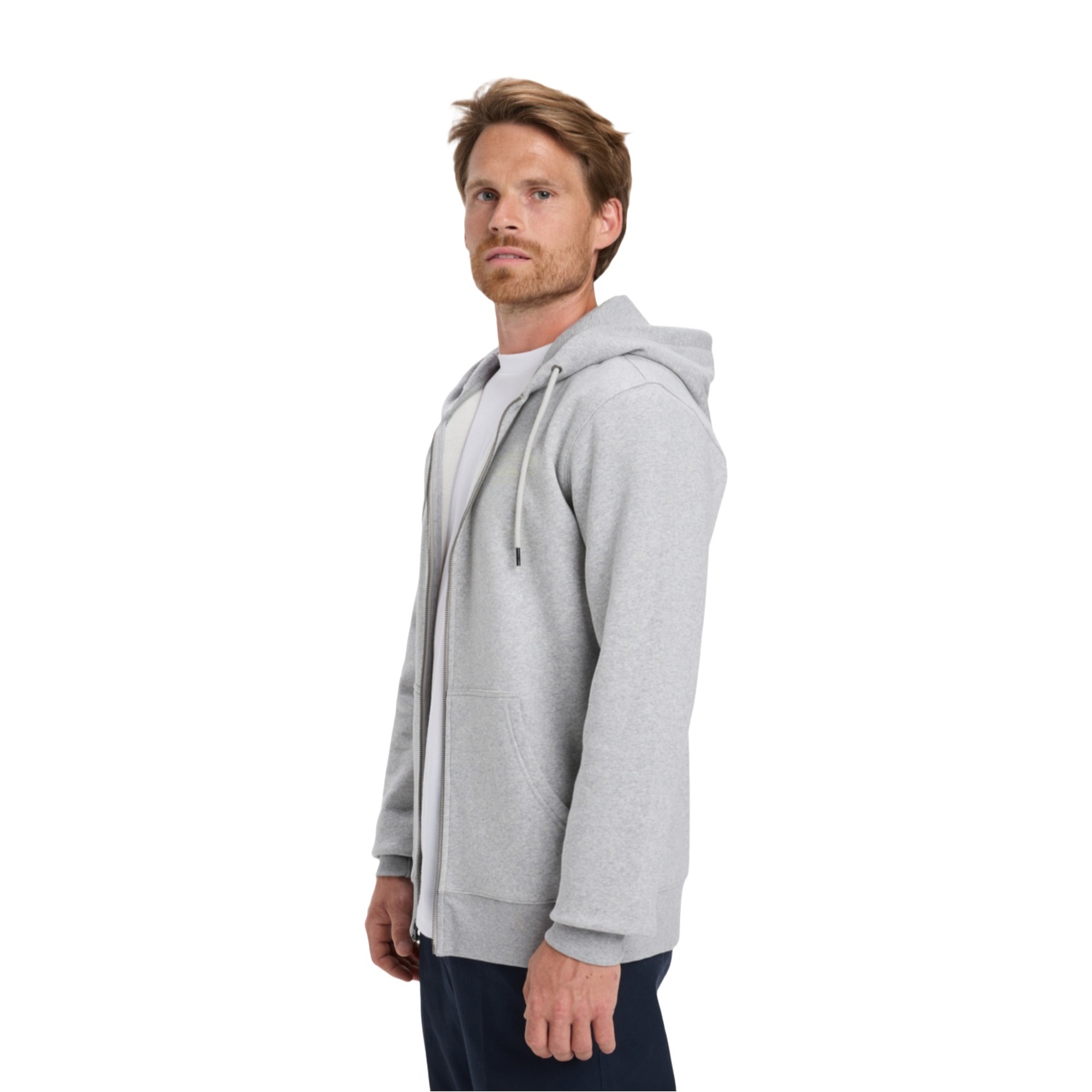 Quiksilver Zip Hood Chest Logo Erkek Gri Sweatshirt