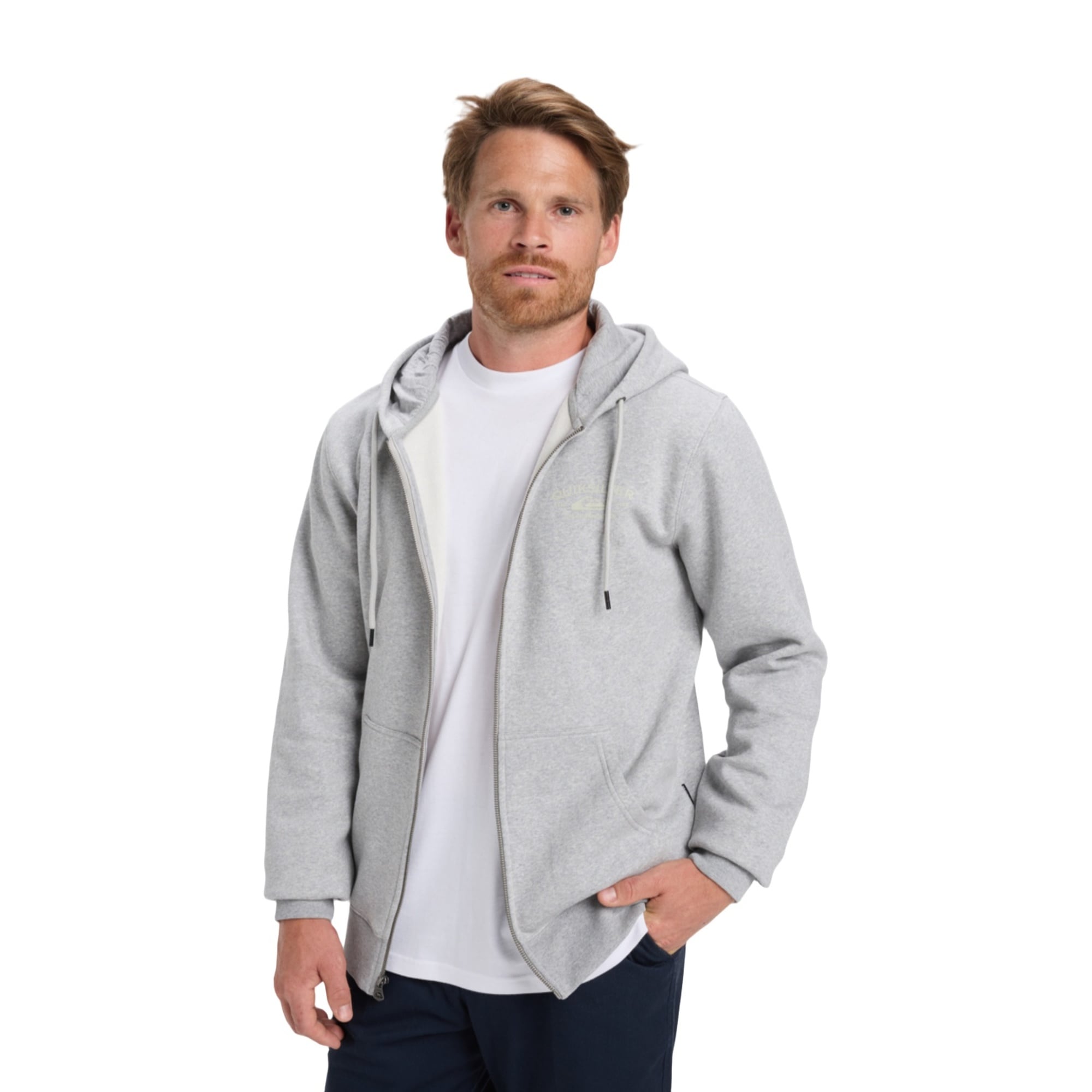 Quiksilver Zip Hood Chest Logo Erkek Gri Sweatshirt