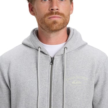  Quiksilver Zip Hood Chest Logo Erkek Gri Sweatshirt