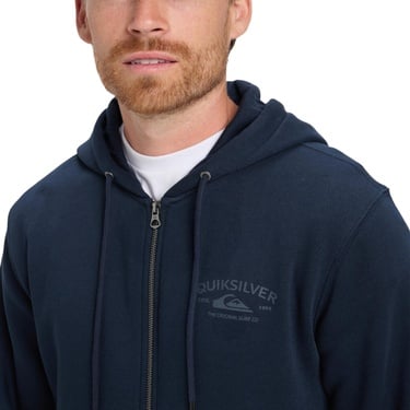  Quiksilver Zip Hood Chest Logo Erkek Mavi Sweatshirt