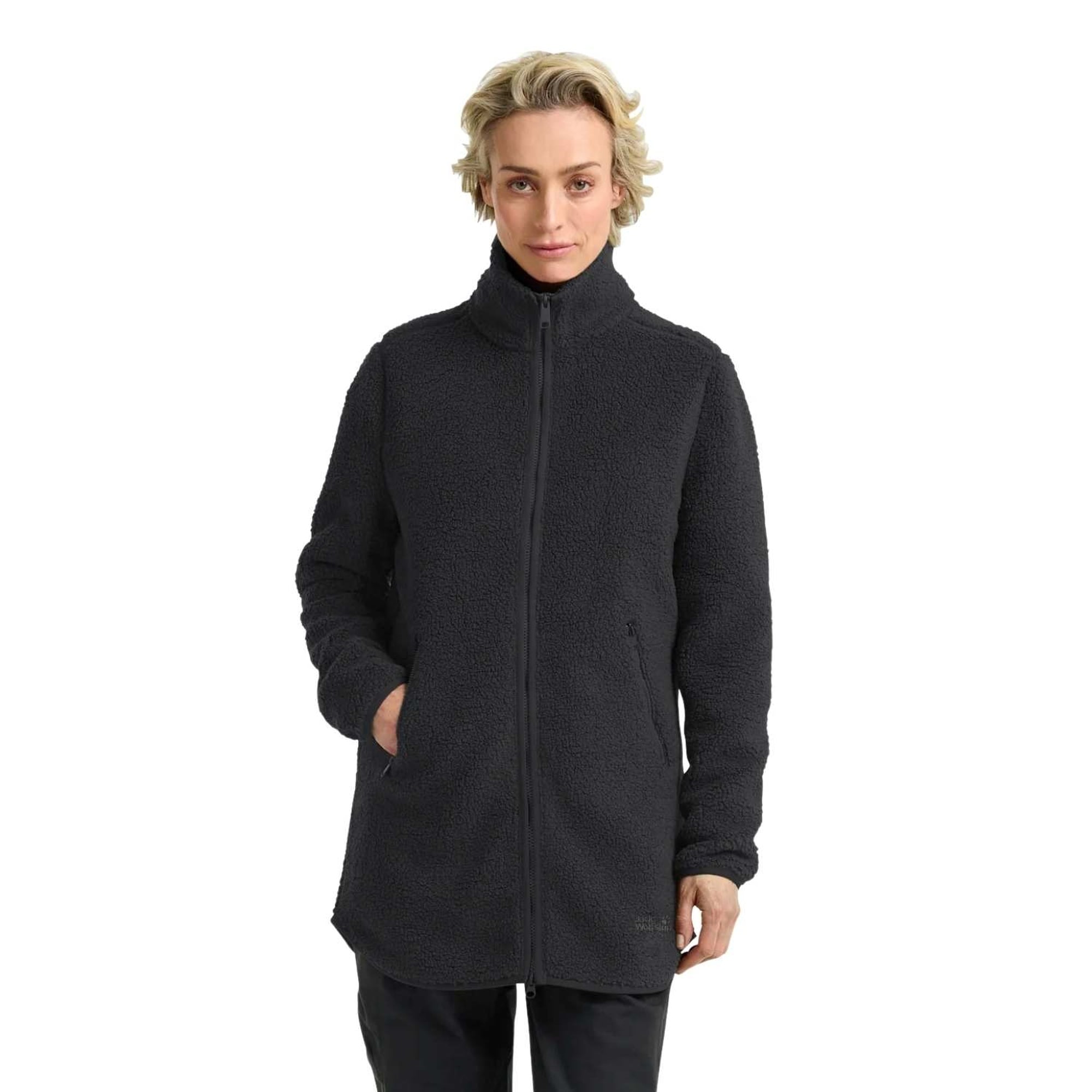 Jack Wolfskin High Curl Coat Kadın Siyah Outdoor Ceketi