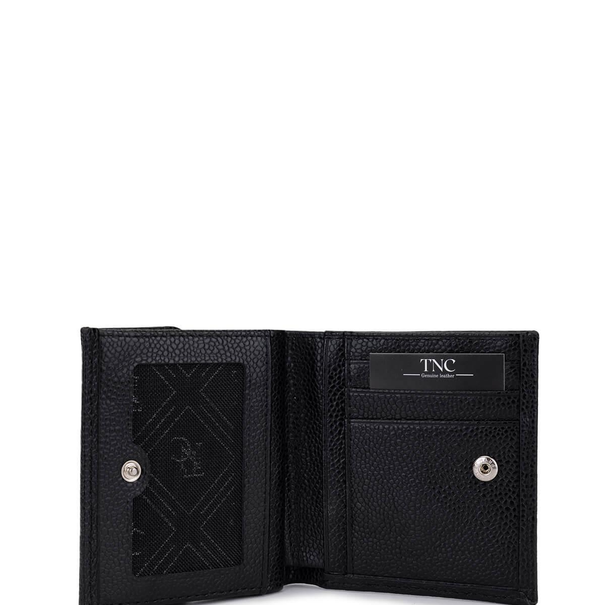 Tamer Tanca Unisex Hakiki Deri Siyah Havyar Cüzdan Cuzdan