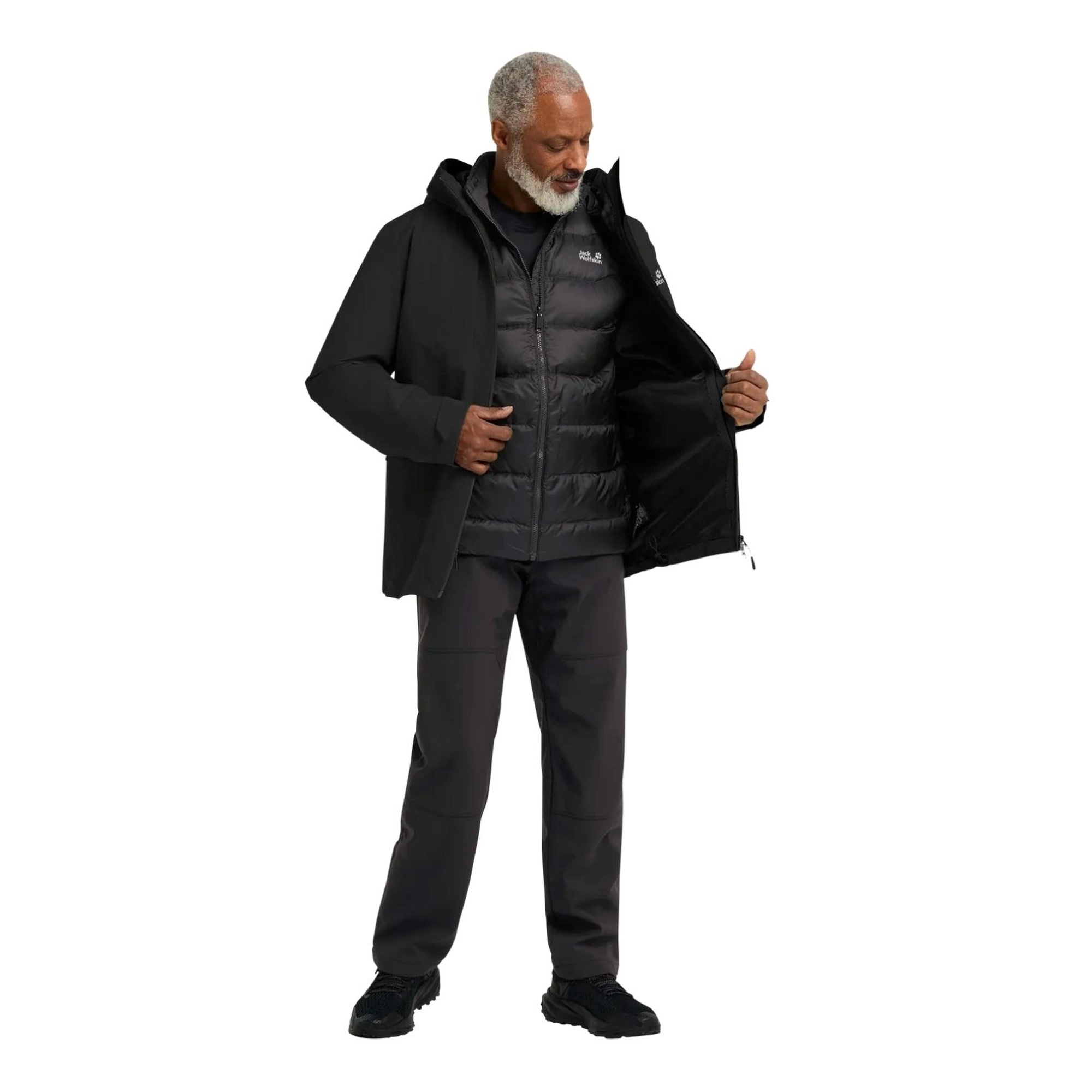 Jack Wolfskin Icecape 3in1 Down Rds Erkek Siyah Outdoor Ceketi