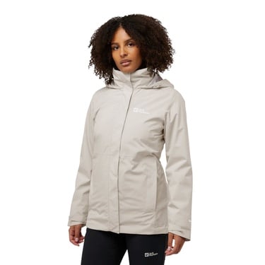  Jack Wolfskin Rotwand 3in1 Kadın Bej Outdoor Ceketi