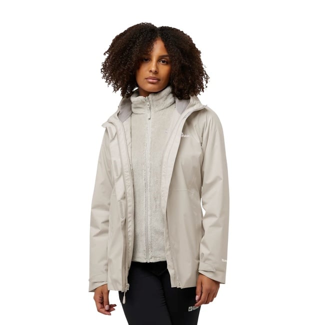  Jack Wolfskin Rotwand 3in1 Kadın Bej Outdoor Ceketi