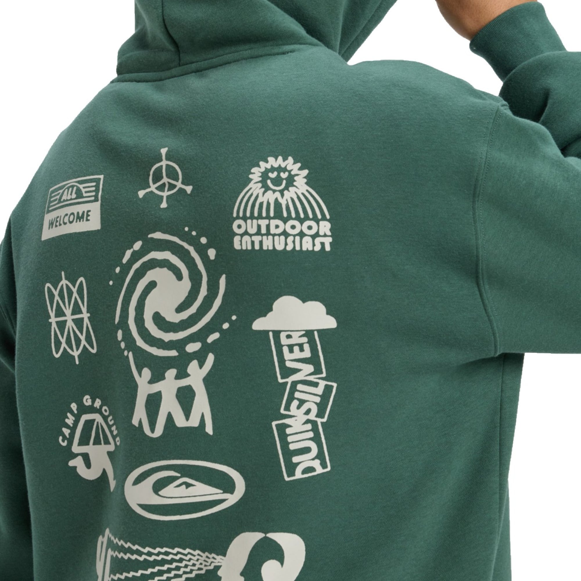 Quiksilver Salt Water Graphic Hoodie Erkek Yeşil Sweatshirt