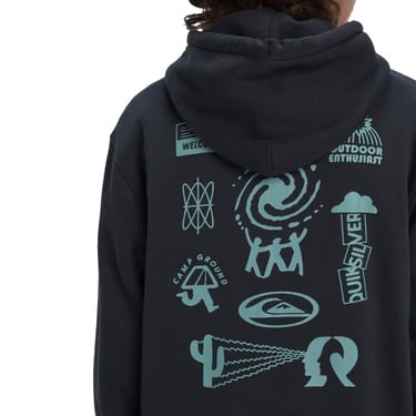  Quiksilver Salt Water Graphic Hoodie Erkek Siyah Sweatshirt