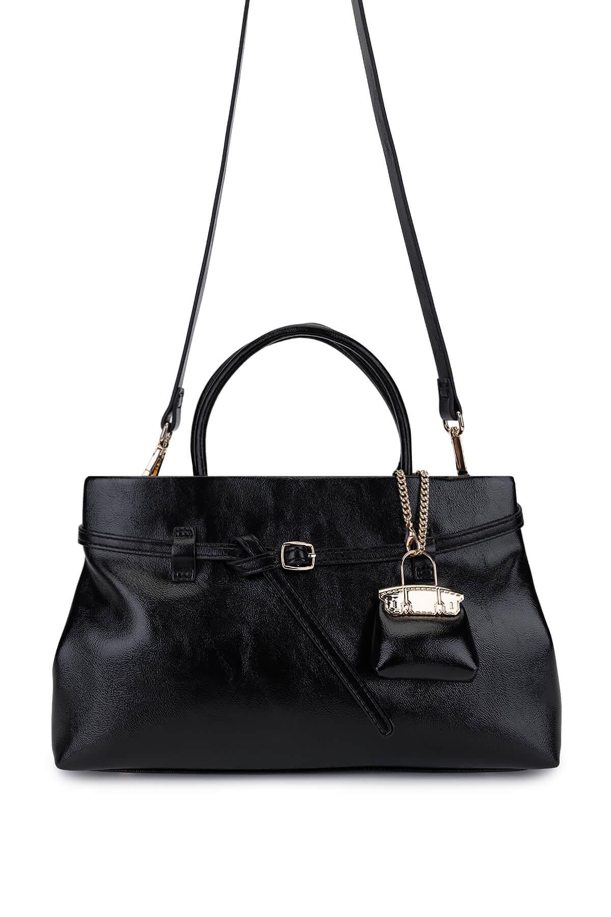  Tamer Tanca Kadın Suni Deri Siyah Omuz Çanta