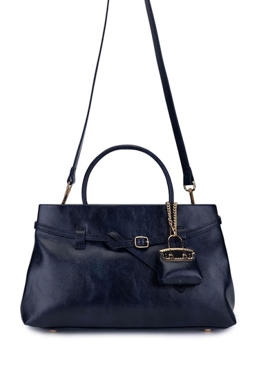  Tamer Tanca Kadın Suni Deri Lacivert Omuz Çanta