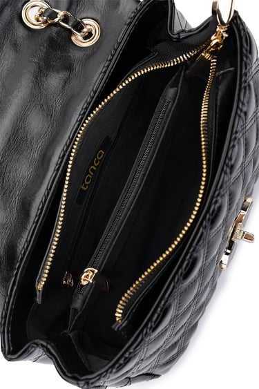  Tamer Tanca Kadın Suni Deri Siyah Omuz Çanta