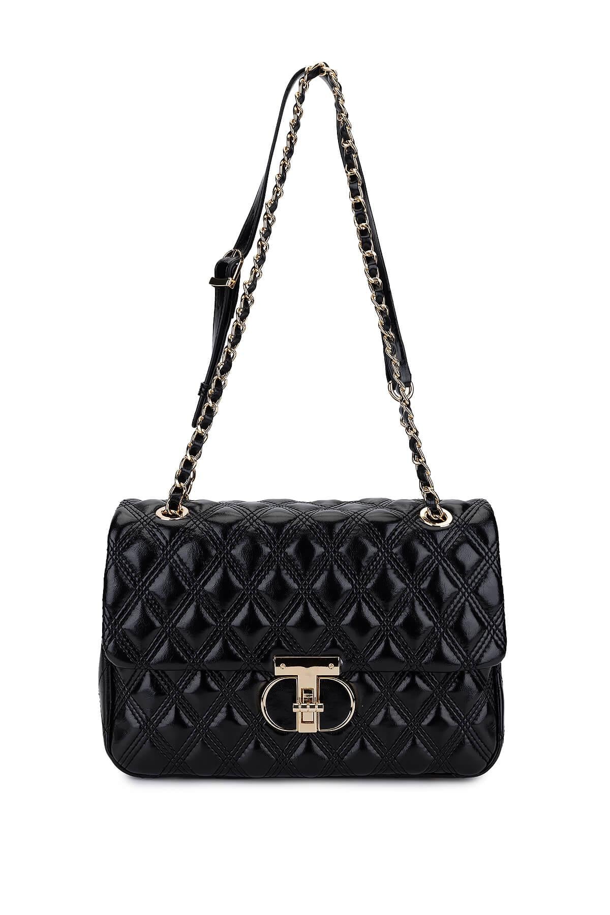  Tamer Tanca Kadın Suni Deri Siyah Omuz Çanta