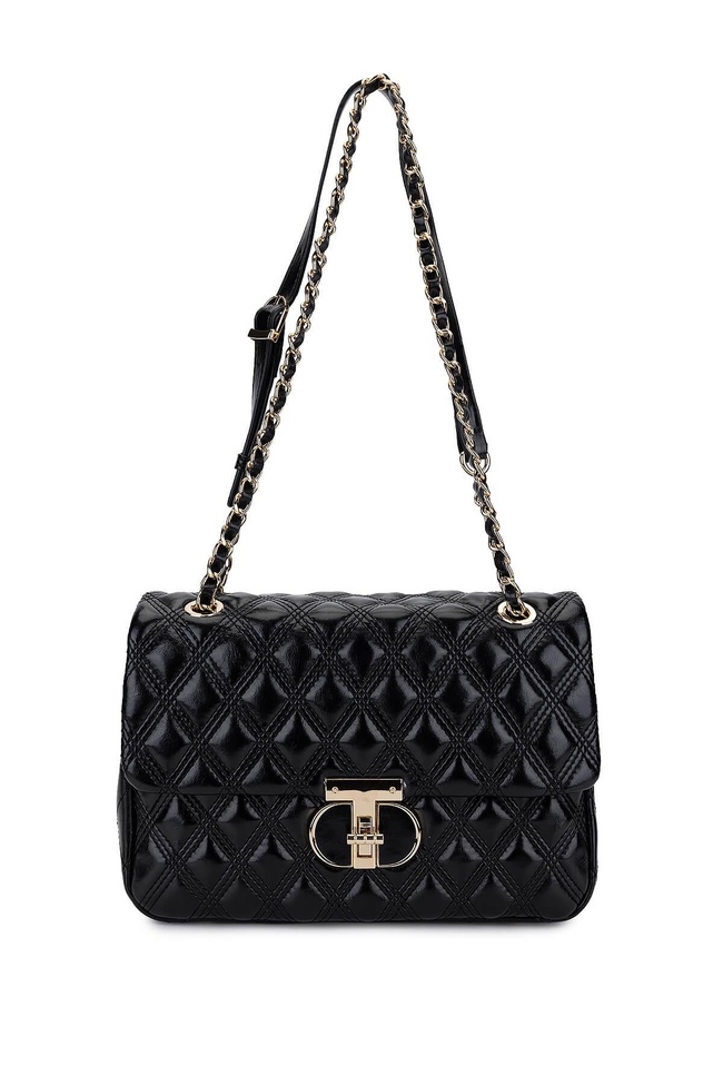  Tamer Tanca Kadın Suni Deri Siyah Omuz Çanta