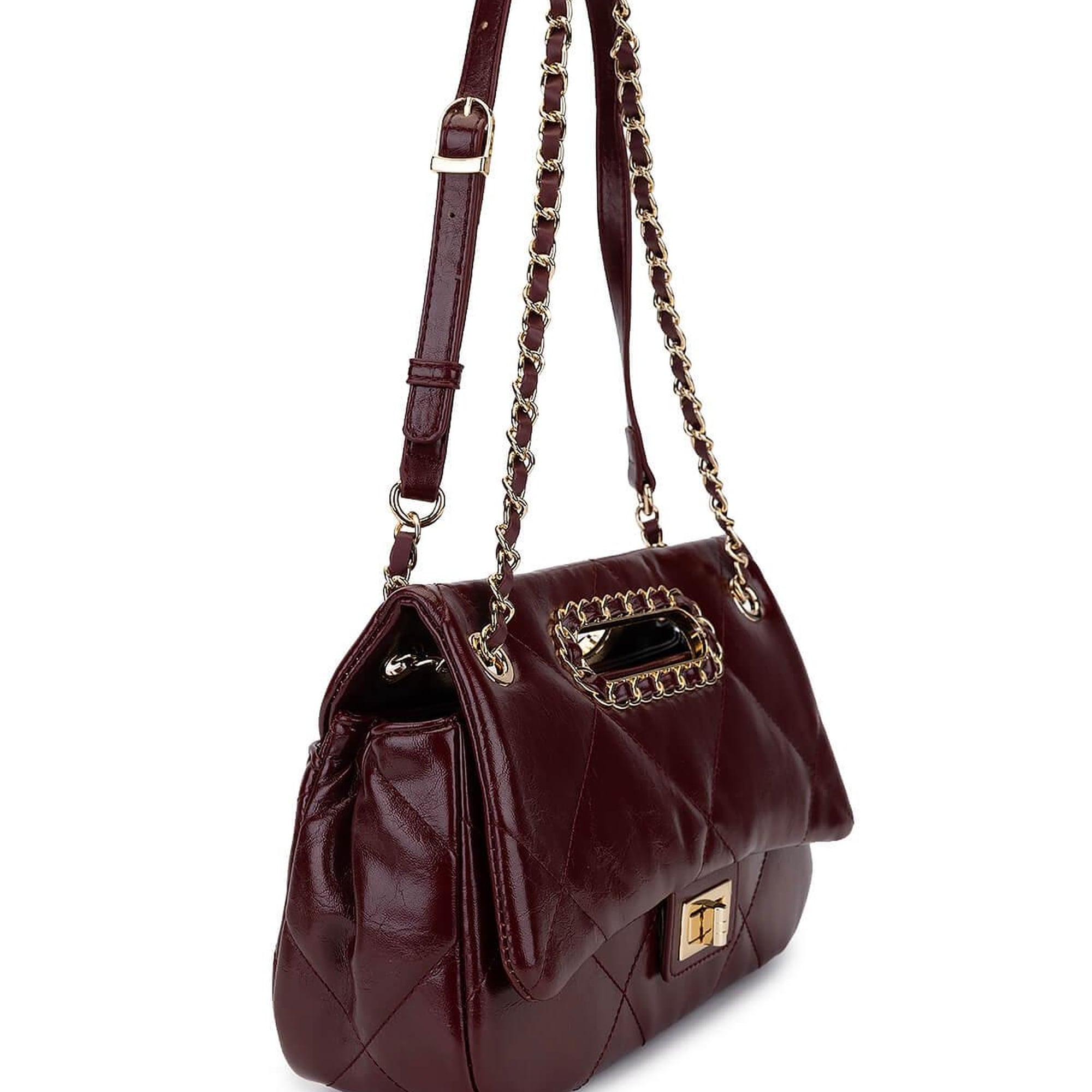 Tamer Tanca Kadın Suni Deri Bordo Omuz Çanta