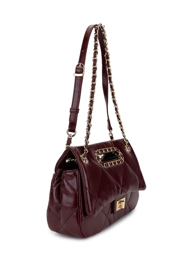  Tamer Tanca Kadın Suni Deri Bordo Omuz Çanta