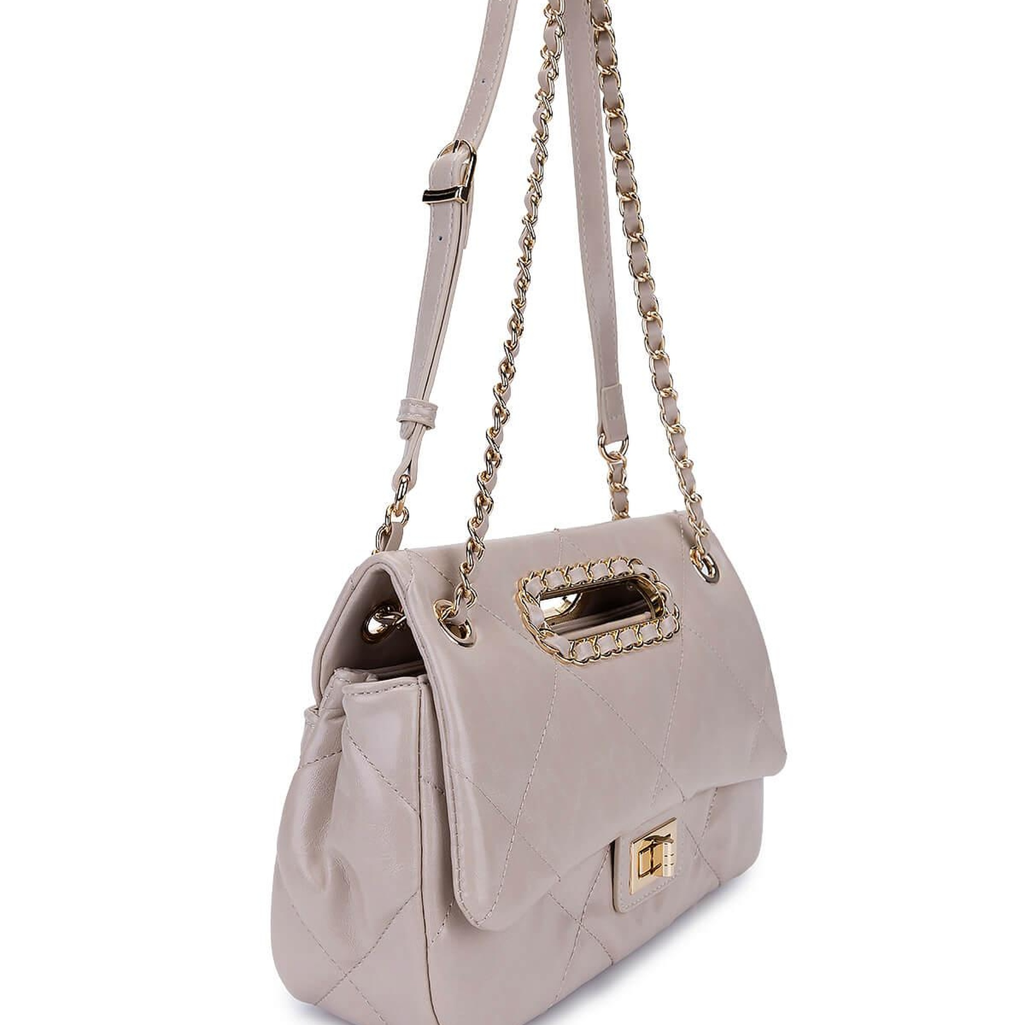 Tamer Tanca Kadın Suni Deri Bej Omuz Çanta