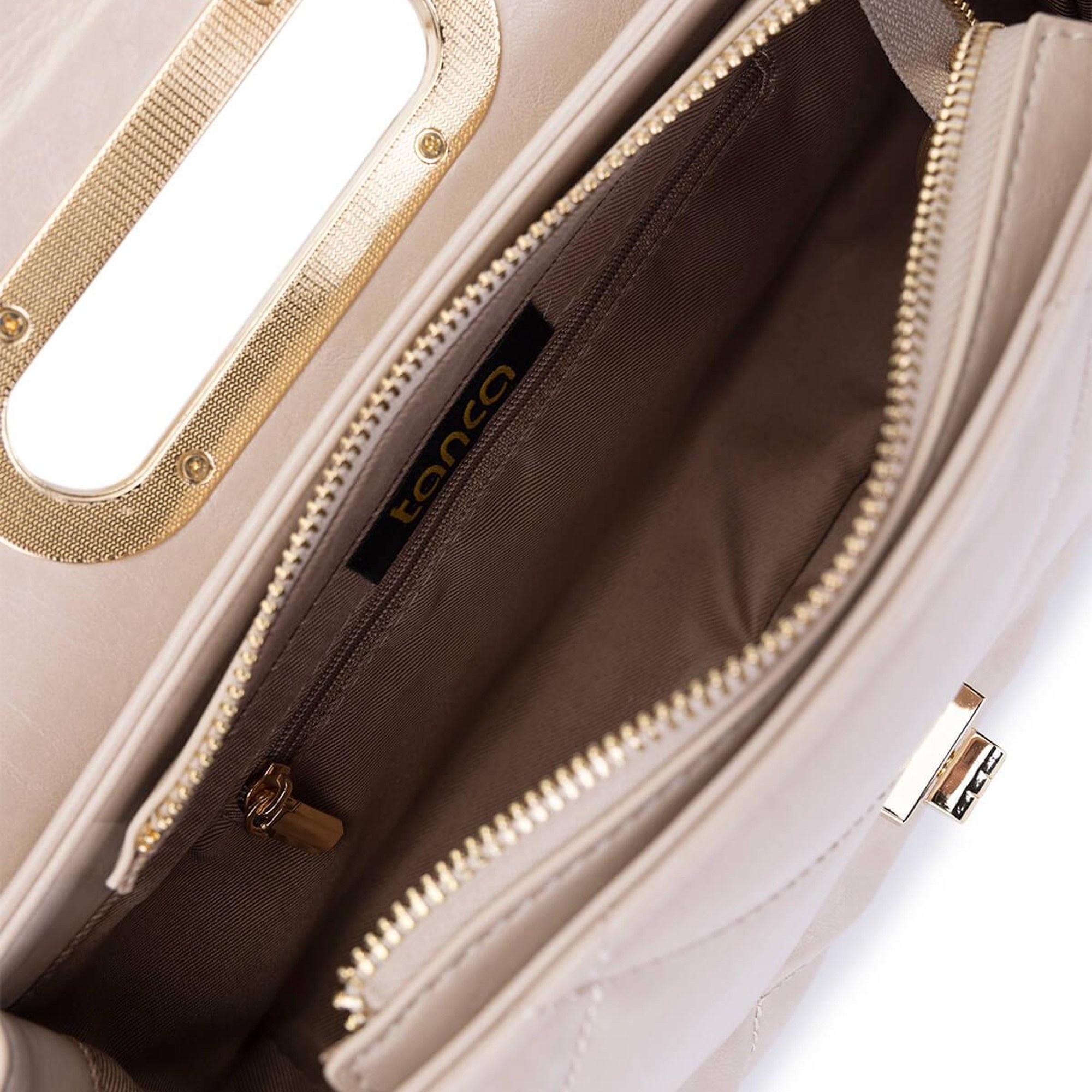 Tamer Tanca Kadın Suni Deri Bej Omuz Çanta