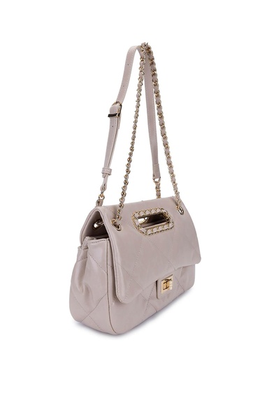  Tamer Tanca Kadın Suni Deri Bej Omuz Çanta