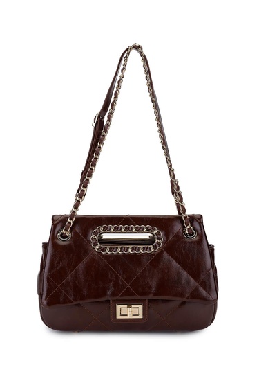  Tamer Tanca Kadın Suni Deri Kahverengi Omuz Çanta