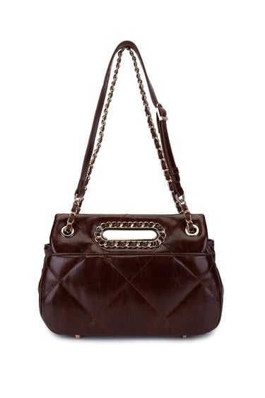  Tamer Tanca Kadın Suni Deri Kahverengi Omuz Çanta