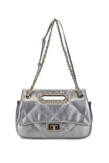  Tamer Tanca Kadın Suni Deri Metalik Omuz Çanta