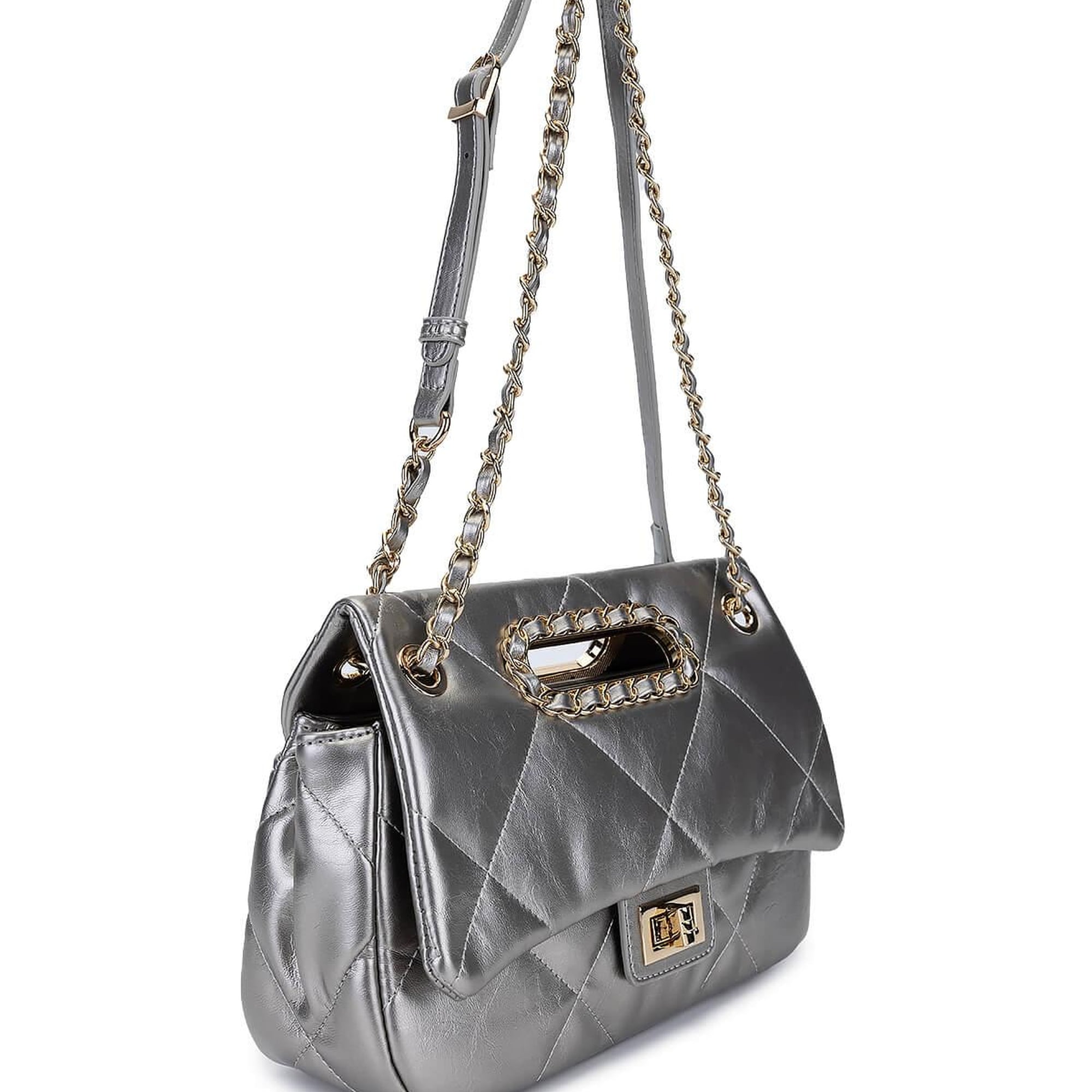 Tamer Tanca Kadın Suni Deri Metalik Omuz Çanta