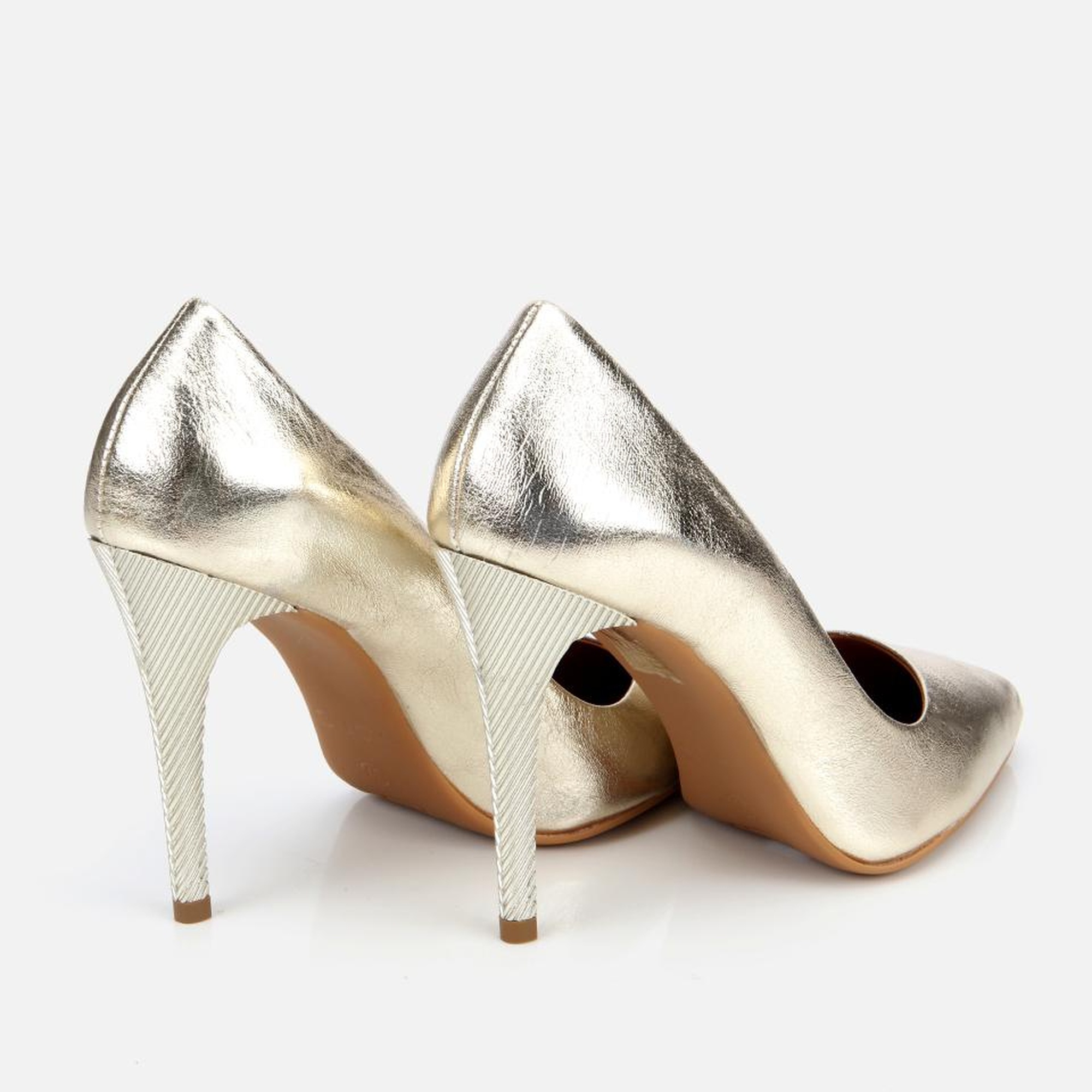 Kadın Deri Gold Yüksek Topuklu Stiletto