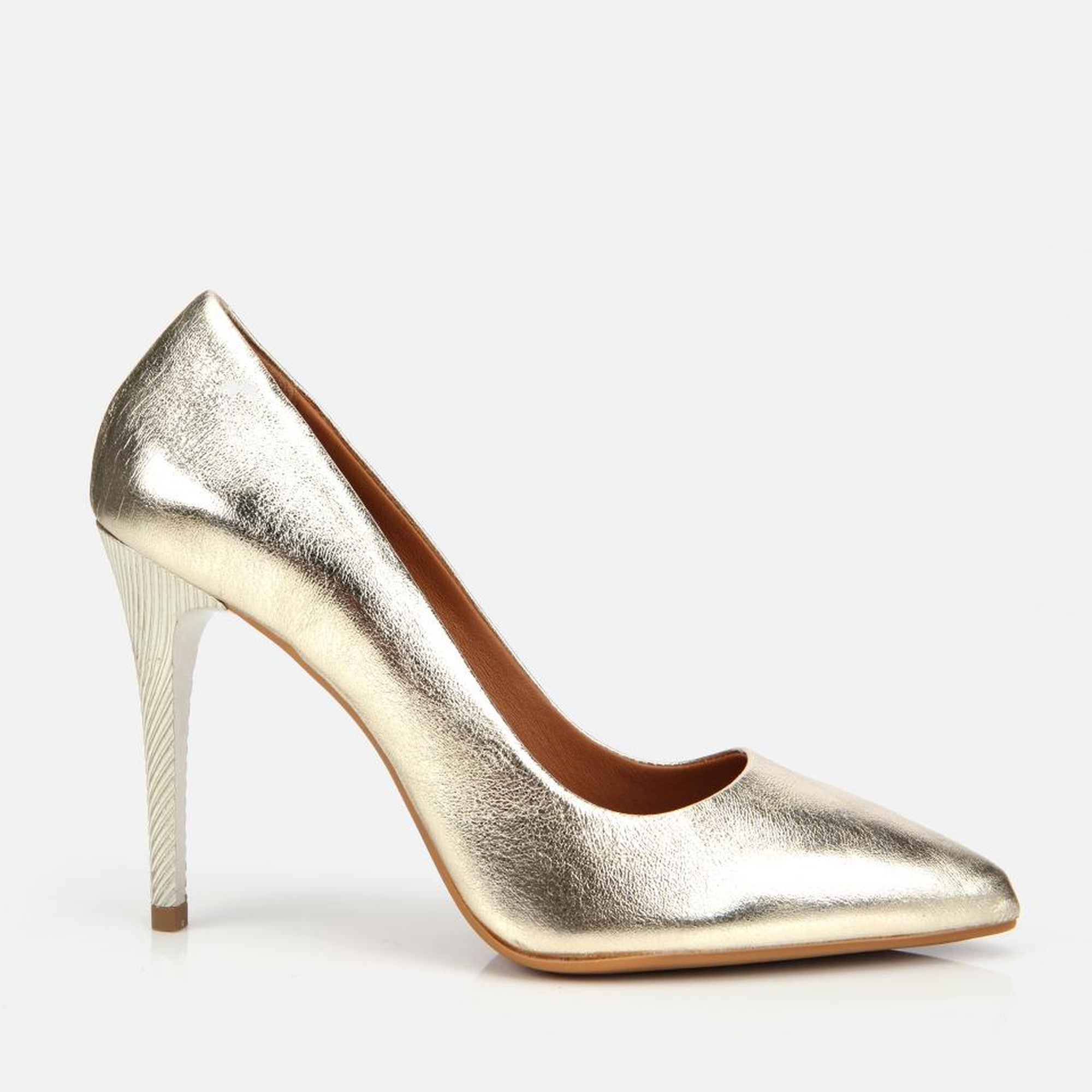Kadın Deri Gold Yüksek Topuklu Stiletto