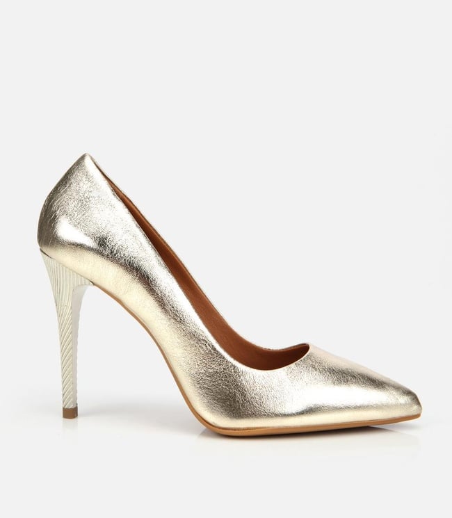  Kadın Deri Gold Yüksek Topuklu Stiletto