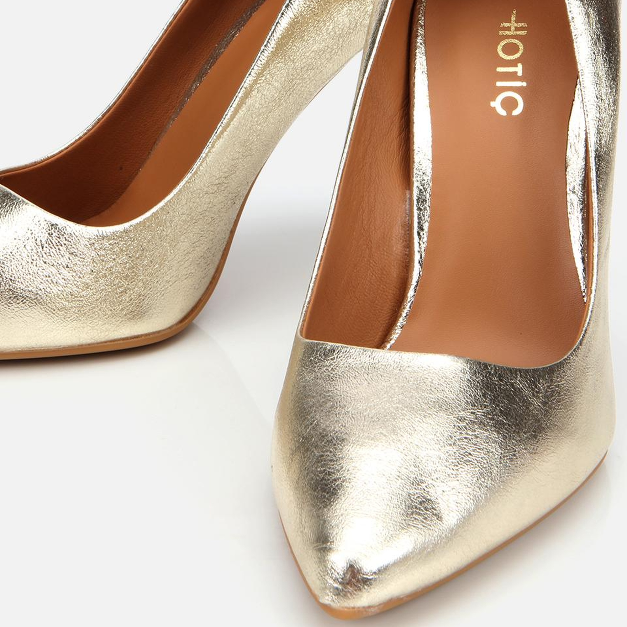 Kadın Deri Gold Yüksek Topuklu Stiletto