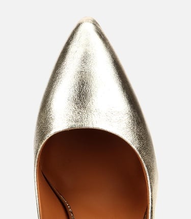  Kadın Deri Gold Yüksek Topuklu Stiletto