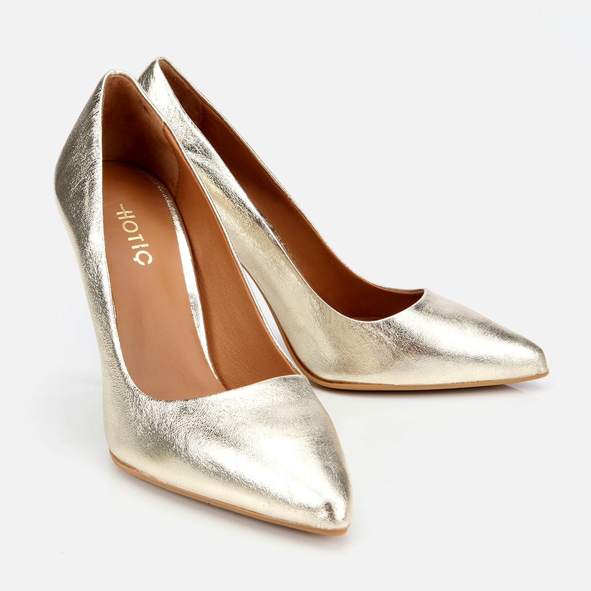 Kadın Deri Gold Yüksek Topuklu Stiletto