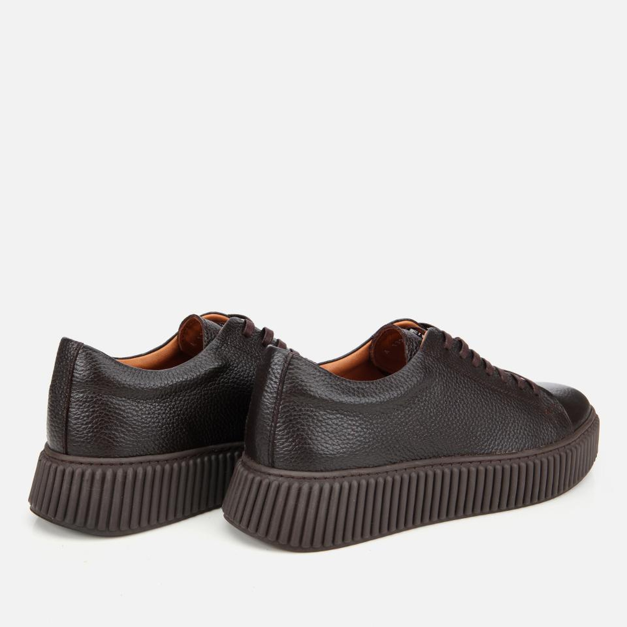 Erkek Deri Kahverengi Yüksek Tabanlı Spor Ayakkabı