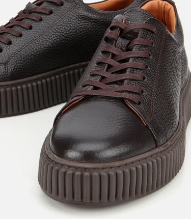  Erkek Deri Kahverengi Yüksek Tabanlı Spor Ayakkabı