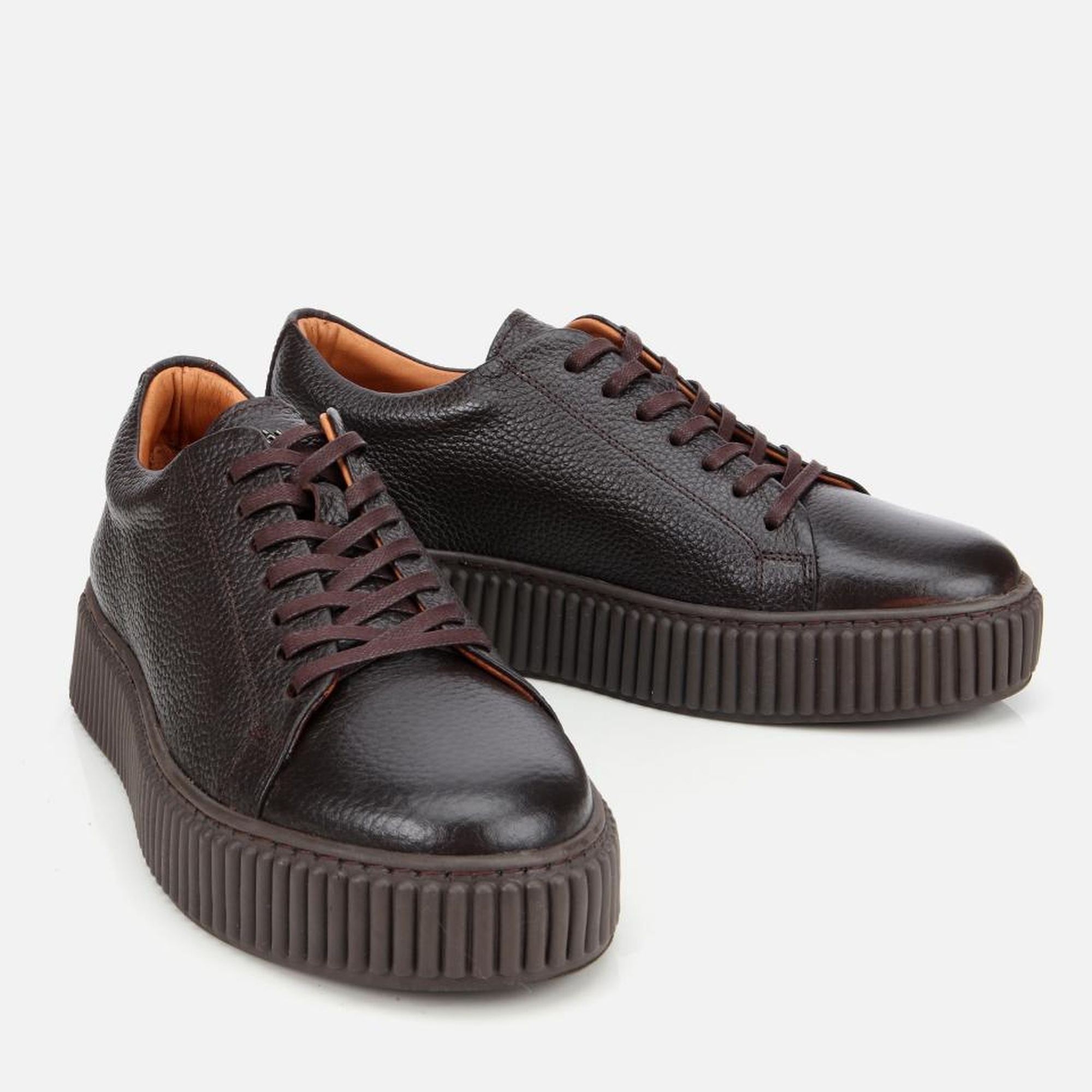 Erkek Deri Kahverengi Yüksek Tabanlı Spor Ayakkabı