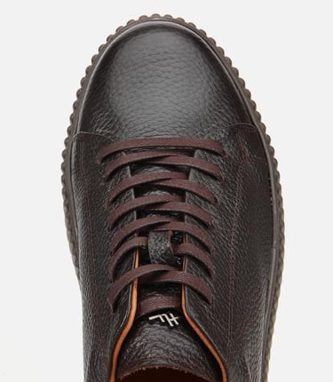  Erkek Deri Kahverengi Yüksek Tabanlı Spor Ayakkabı