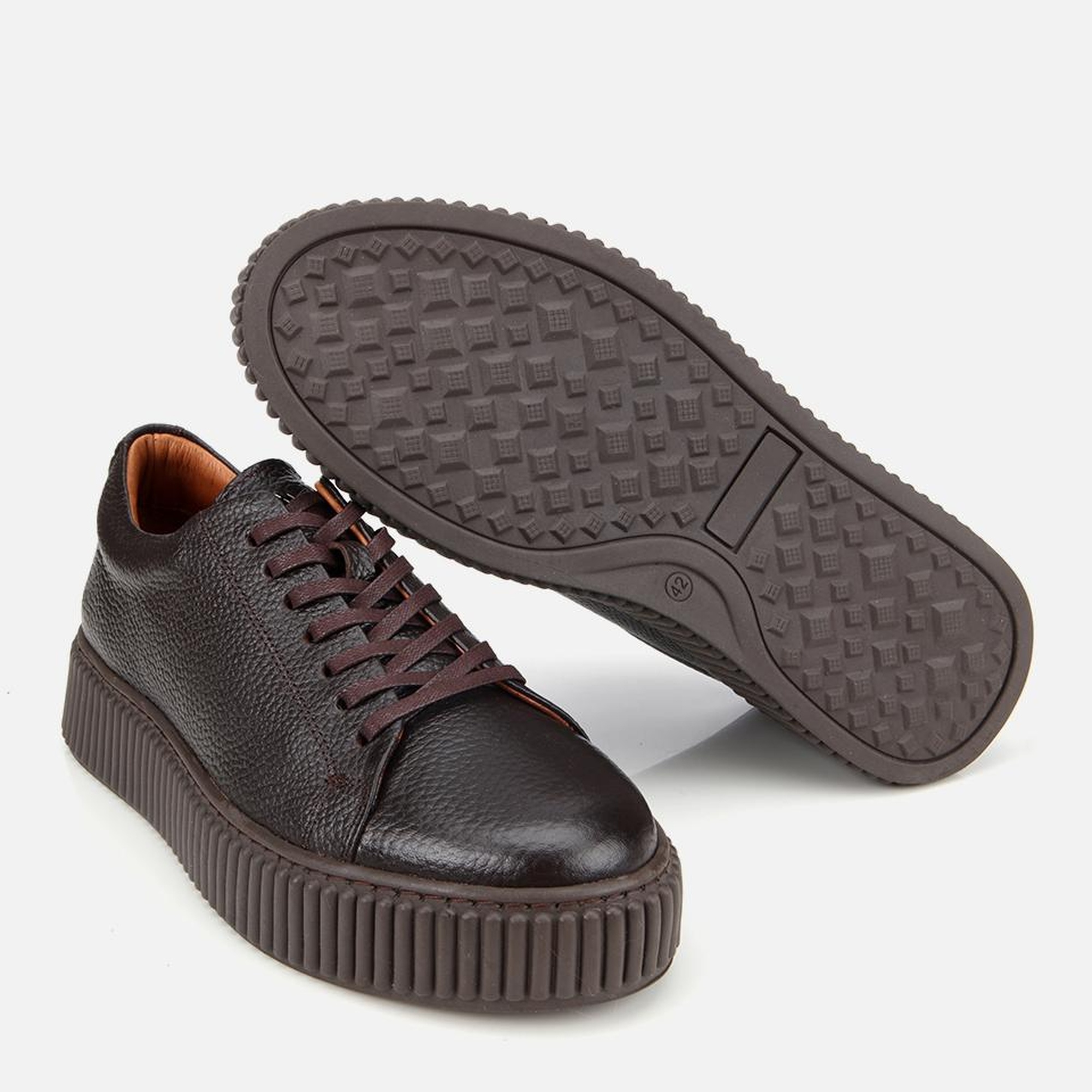 Erkek Deri Kahverengi Yüksek Tabanlı Spor Ayakkabı