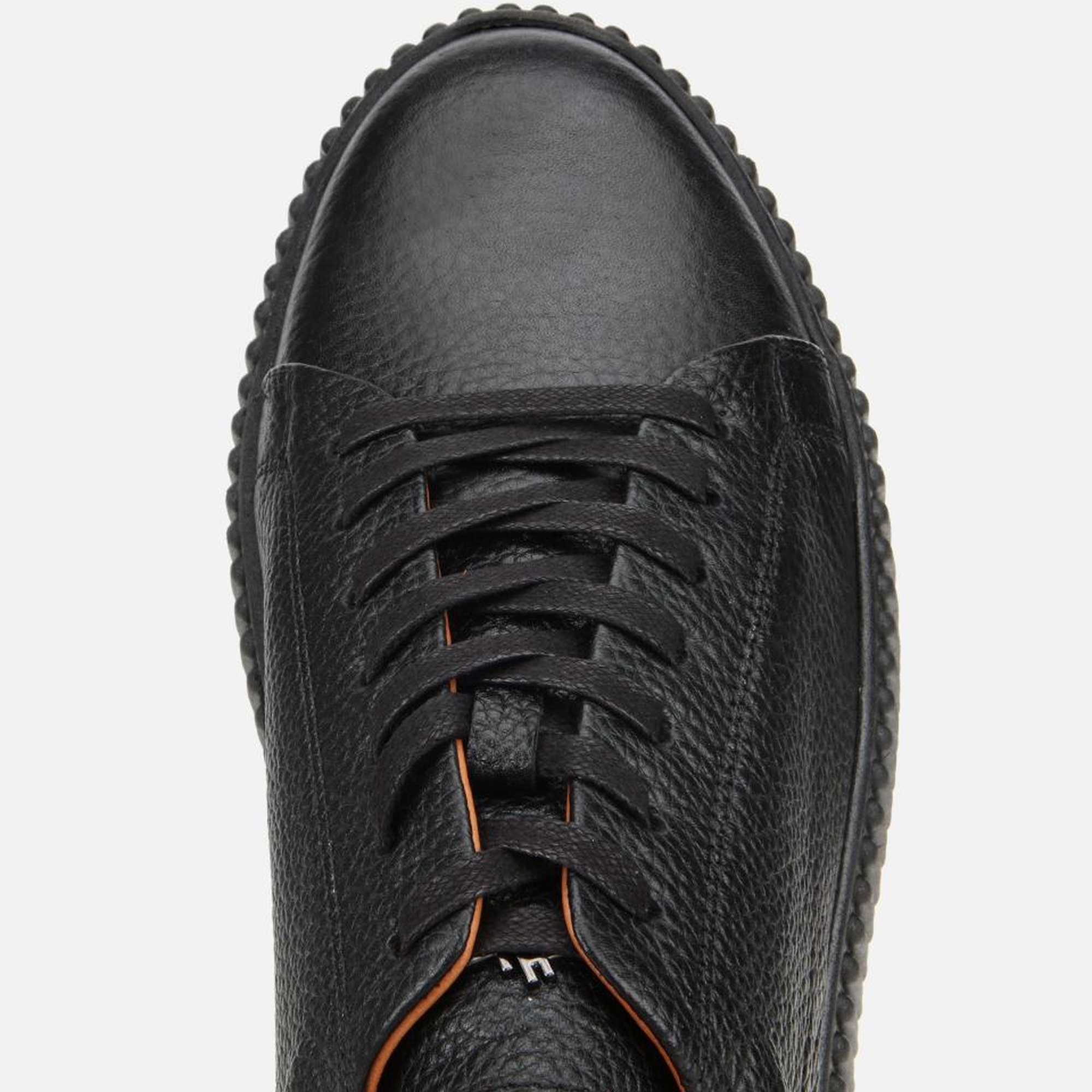 Erkek Deri Siyah Yüksek Tabanlı Spor Ayakkabı