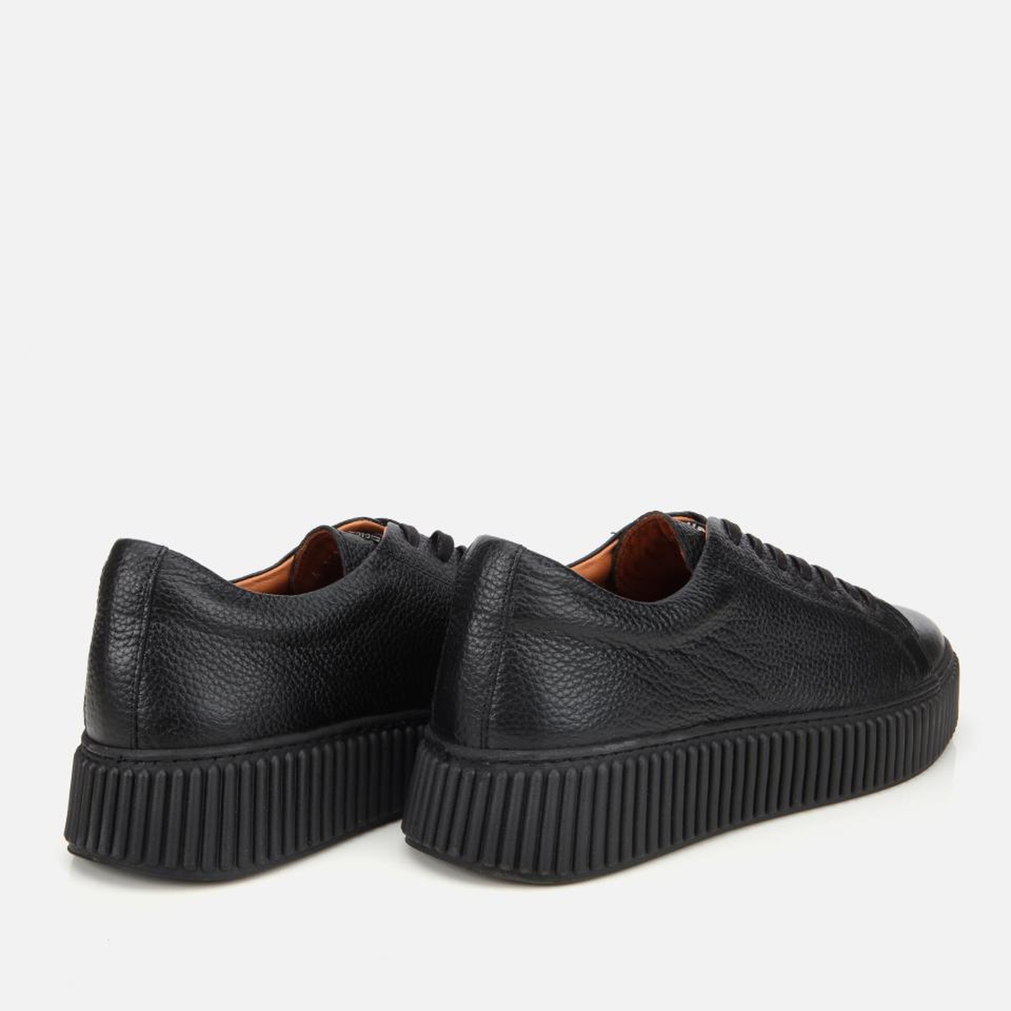 Erkek Deri Siyah Yüksek Tabanlı Spor Ayakkabı