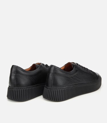  Erkek Deri Siyah Yüksek Tabanlı Spor Ayakkabı